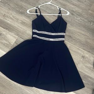 Navy blue dress with white detailing!